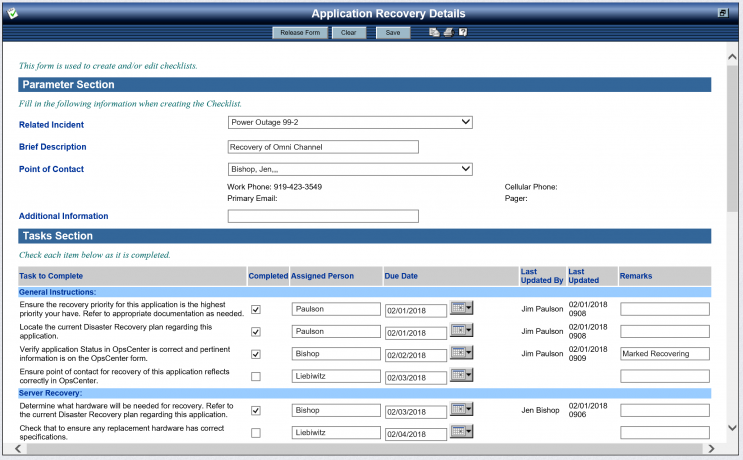 OpsCenter Application Recovery Checklist