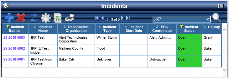 OpsCenter Incident Status Board with Search